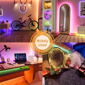 PAUTIX living room shelf lighting highlights displays with vibrant colors