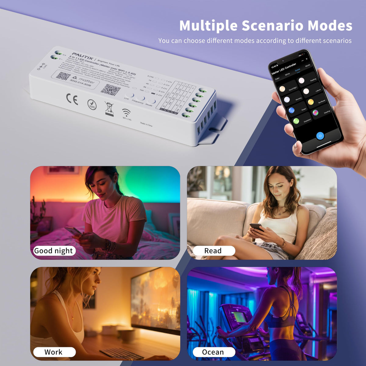 PAUTIX ML5 color wheel enables vast RGB color options for ambiance.