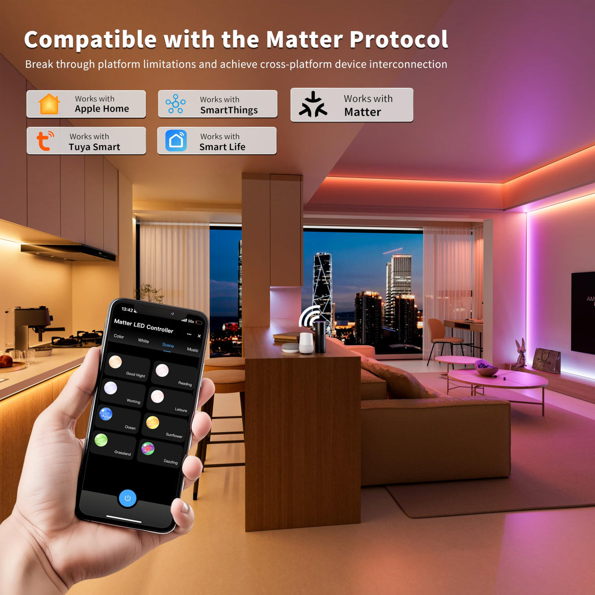PAUTIX ML5 LED strip compatibility covers single color, RGB, RGBW, RGB+CCT types.