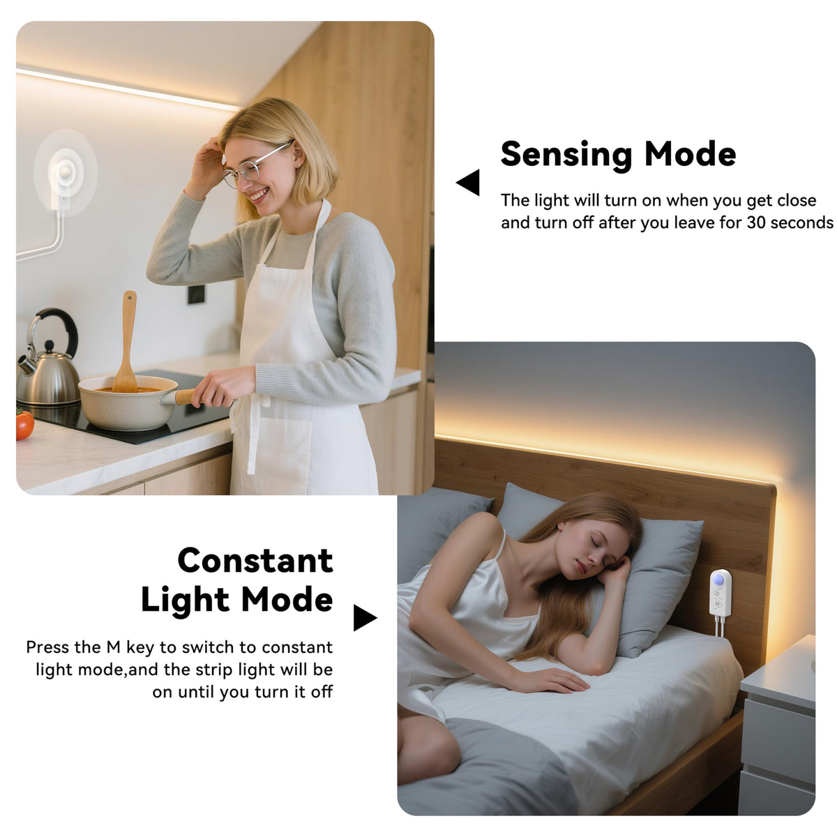 PAUTIX motion-sensor LED strip detects motion within 120 degrees up to 5m