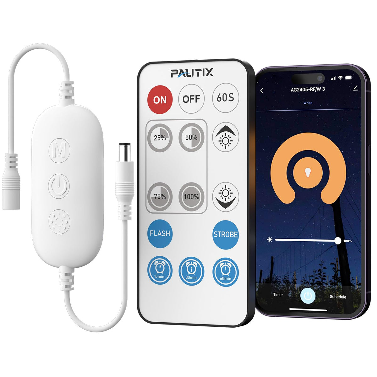 PAUTIX RF WiFi remote dimmer with 11-level brightness for 12-24V LED strips