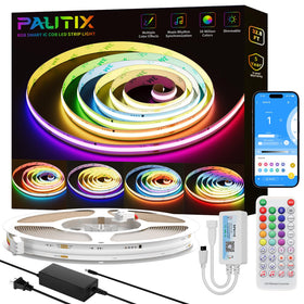 PAUTIX RGB Smart IC COB strip producing vivid multi-color ambience.