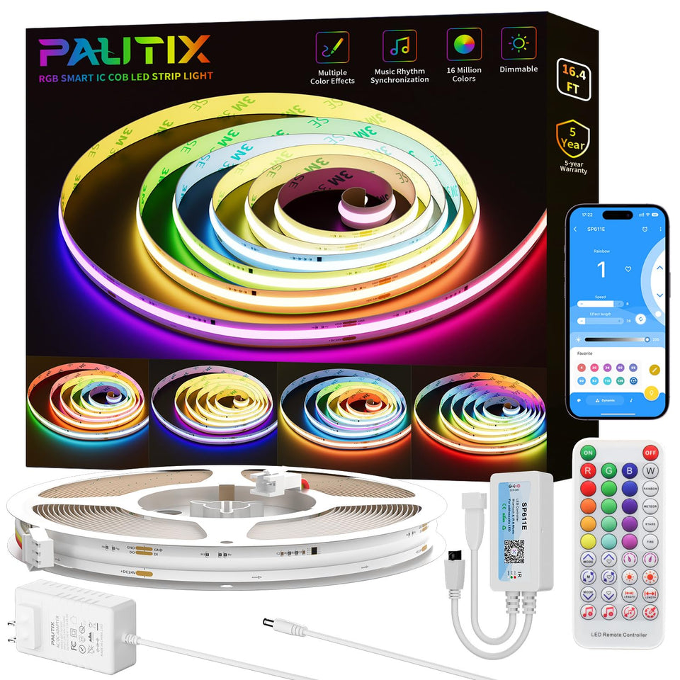 PAUTIX RGB Smart IC COB strip light with color flow for vibrant room ambiance