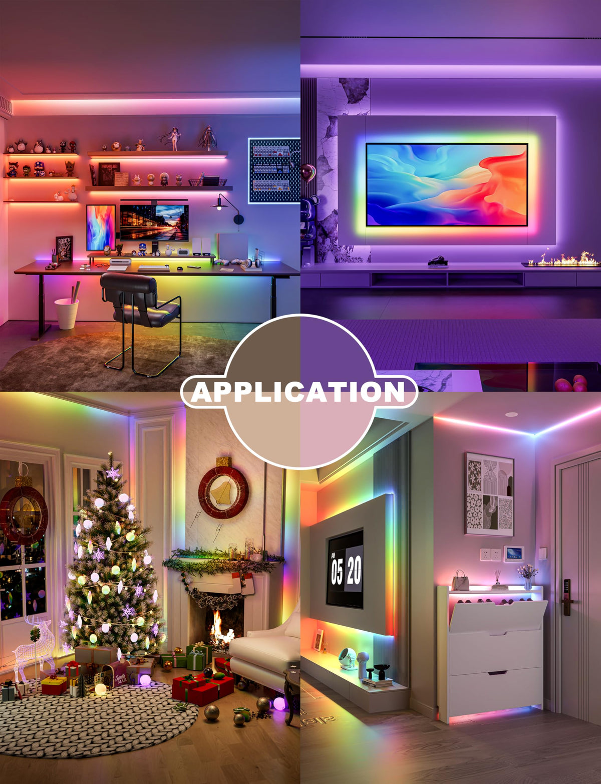 PAUTIX RGB LED strip on bedroom wall for relaxing color scenes