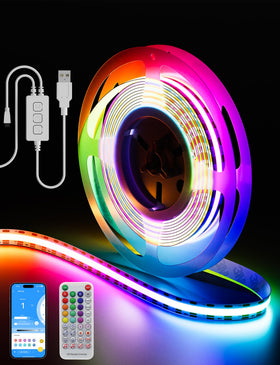 PAUTIX RGB LED strip top view, flexible lighting for TV ambiance and glare reduction