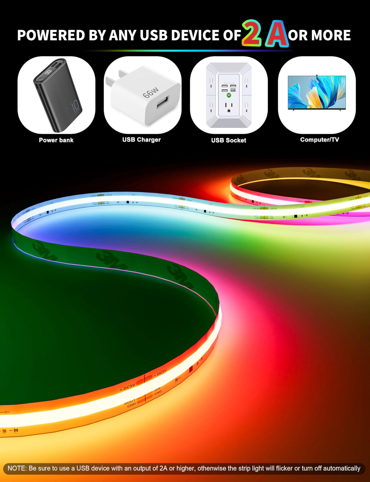 PAUTIX USB-powered lights suitable for TV, bedroom, and kitchen