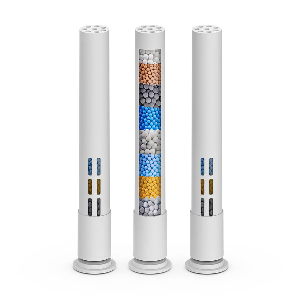 Pavezo replacement shower filter cartridge close-up with multi-stage filtration