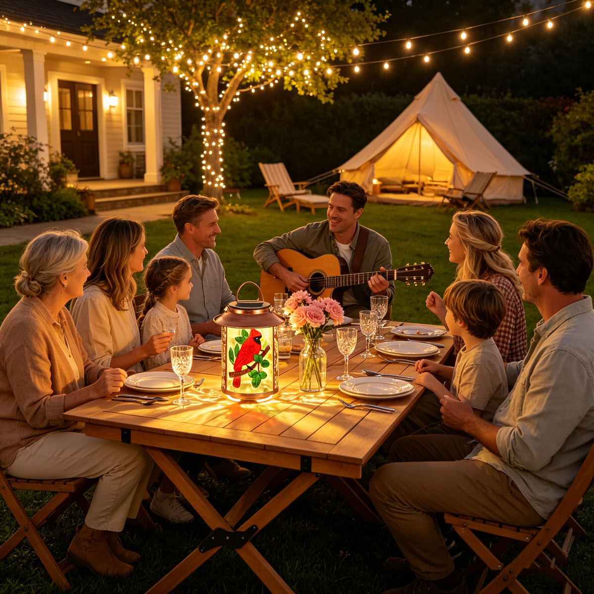 Pawatee Cardinal hanging lantern provides soft light for balconies and patios.