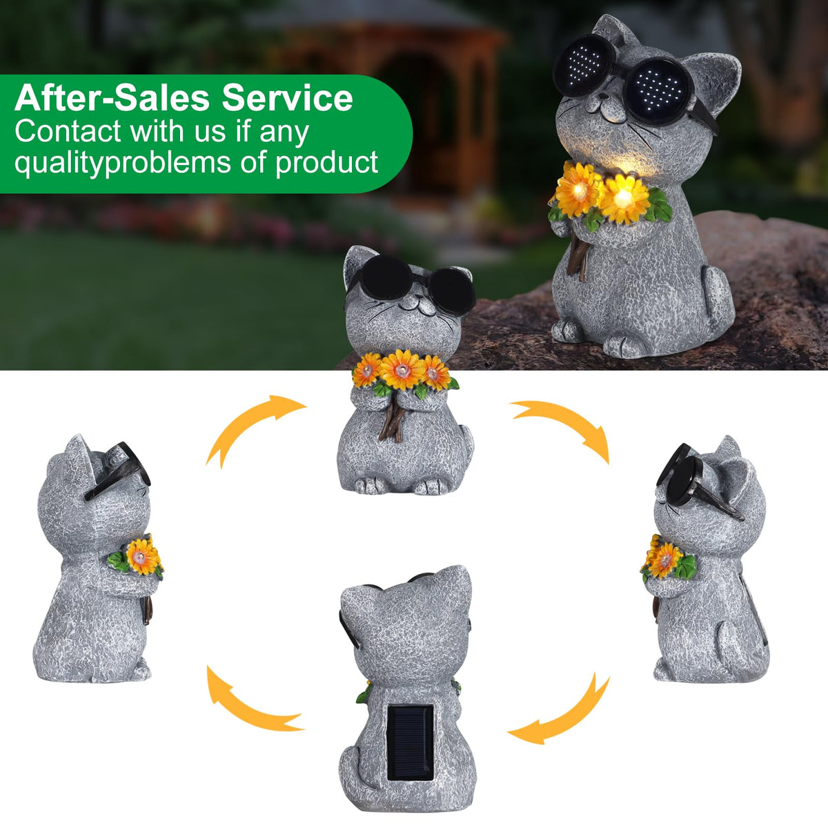 Pawatee solar-powered garden statue brightens patios without wiring.