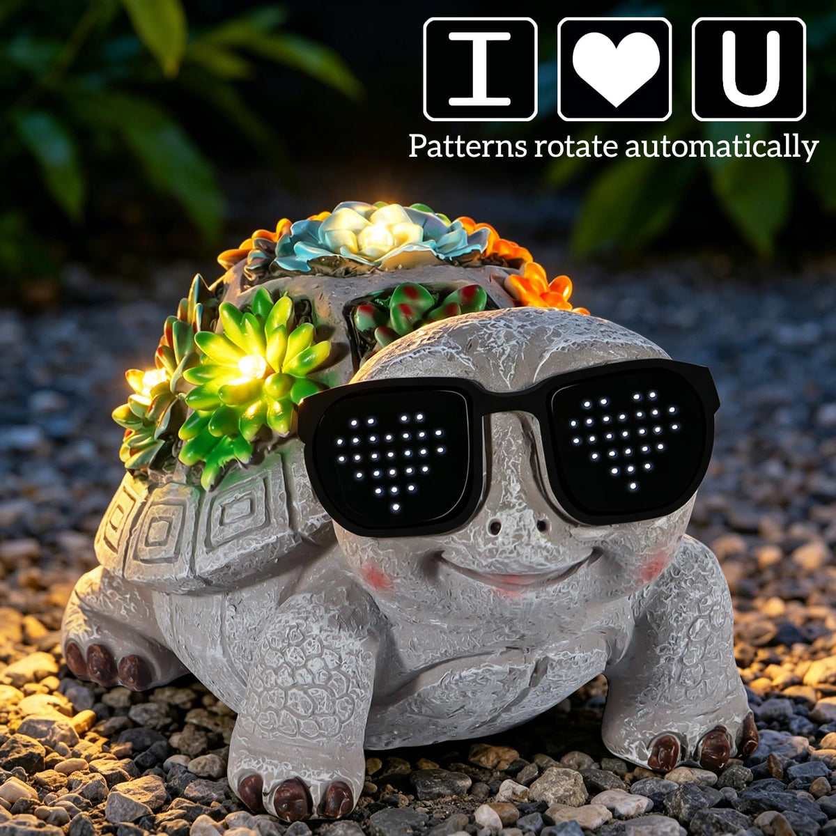 Pawatee turtle statue with succulents enhances outdoor greenery