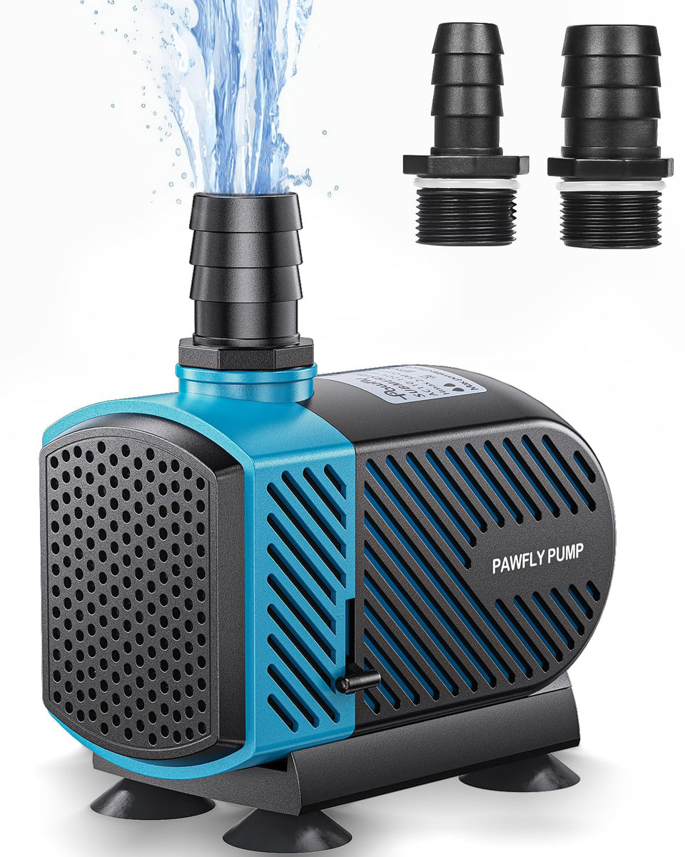 Pawfly 800 GPH submersible pump front view showing powerful water circulation for tanks