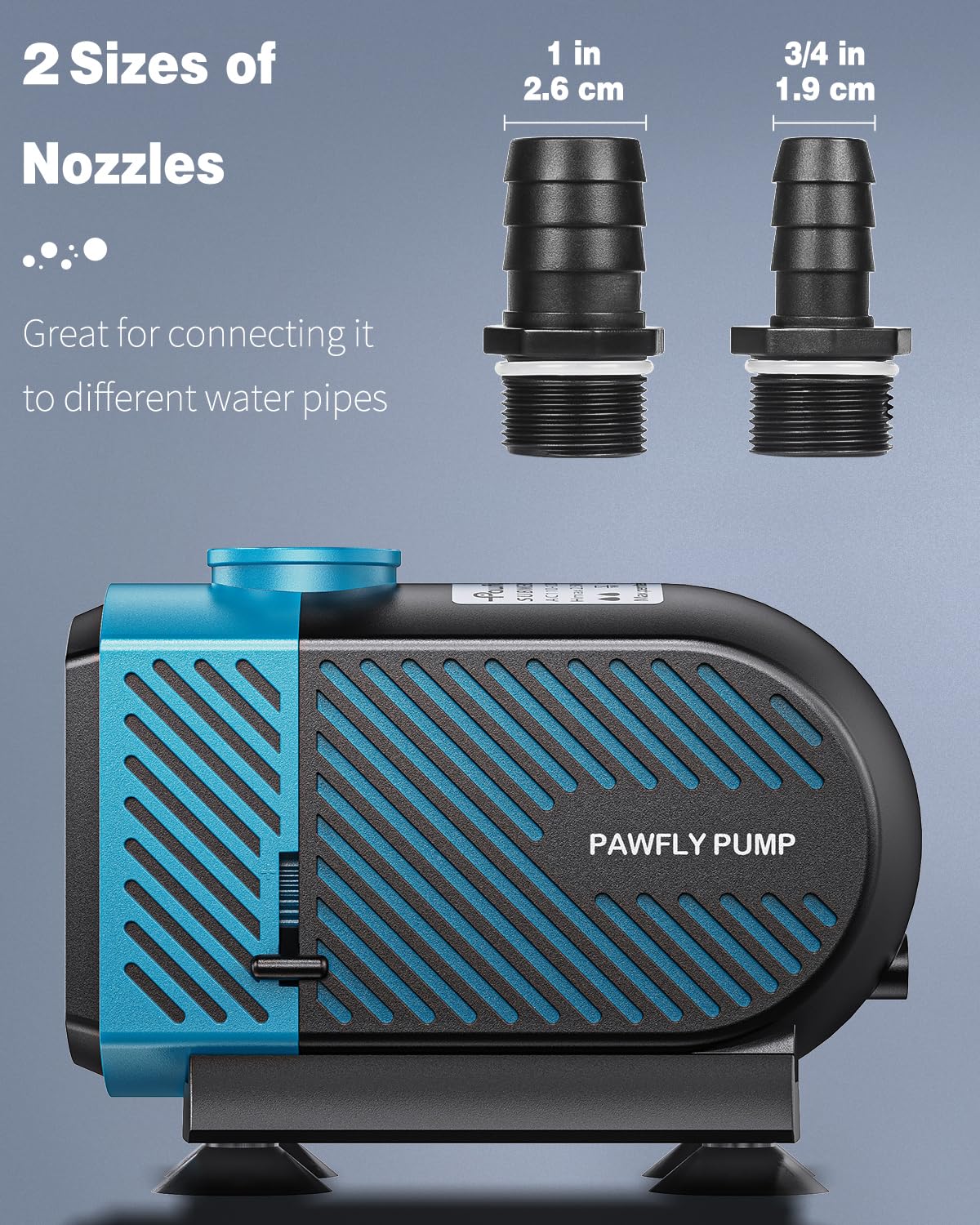 Pawfly included nozzles for different outlet sizes and spray options