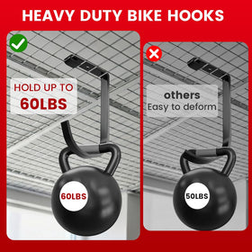 Payivsve bike hooks clamp design provides stable attachment to overhead racks
