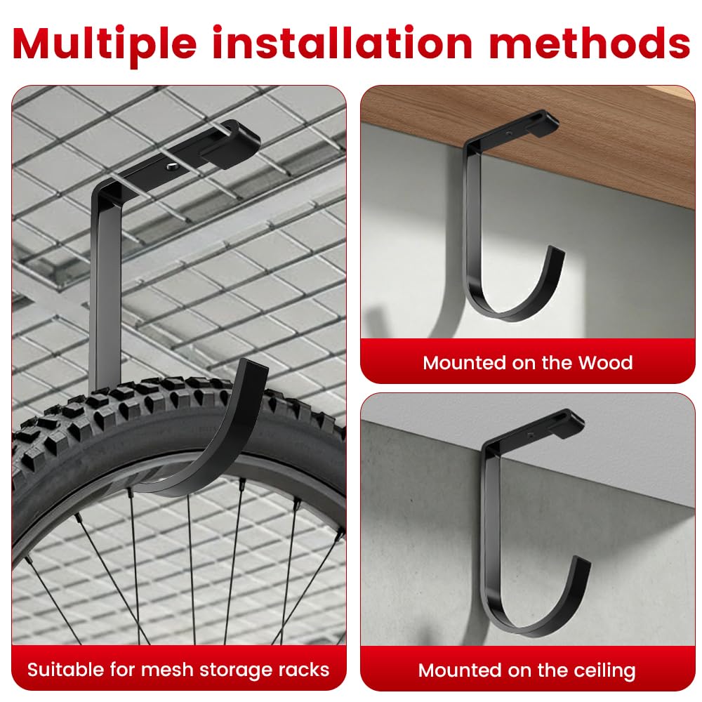 Payivsve bike hooks curved contact area protects items from scratches