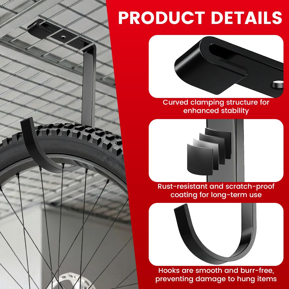 Payivsve bike hooks scratch rust coating resists garage wear