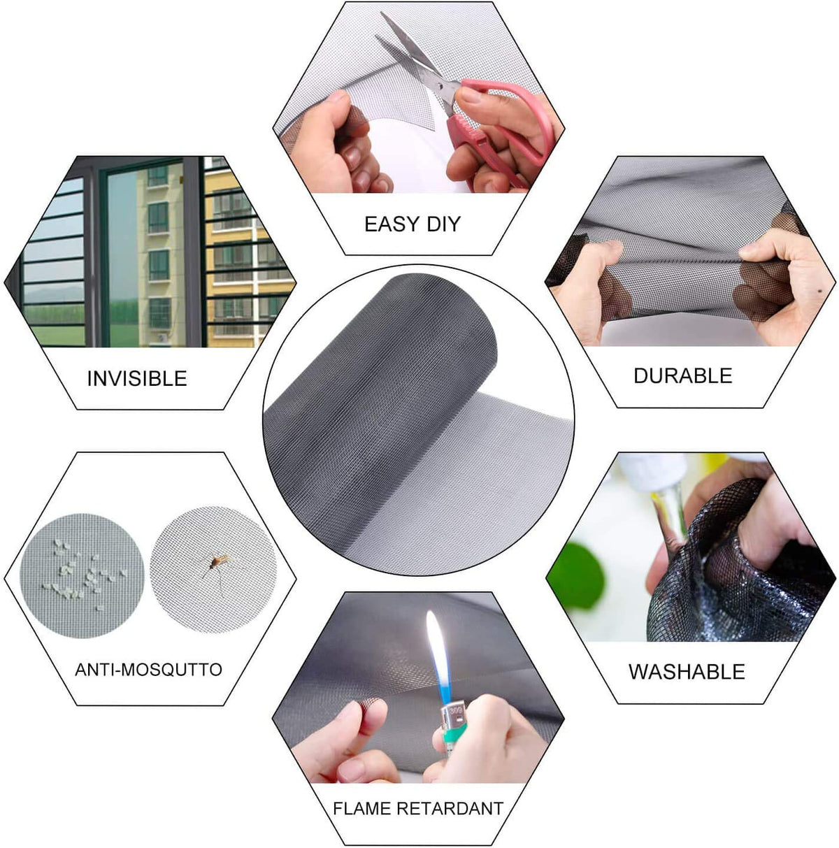 Pazaka fiberglass screen roll installed on a door frame for breathable airflow and screening.