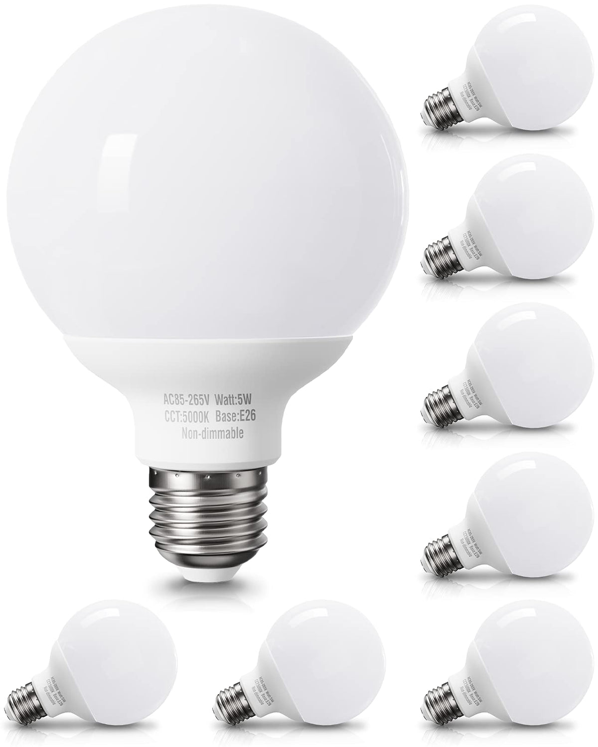 Pazetiv daylight LED globe bulb for bathroom vanity with instant bright light.