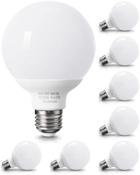 Pazetiv daylight LED globe bulb for bathroom vanity with instant bright light.
