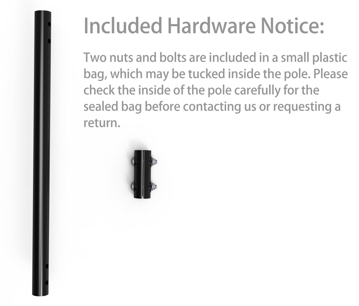 PBD Extension Pole includes reliable coupling hardware for quick setup.