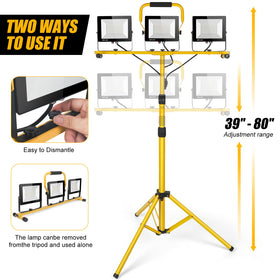 PBPHX retractable tripod extended to 80 inches for flexible setup