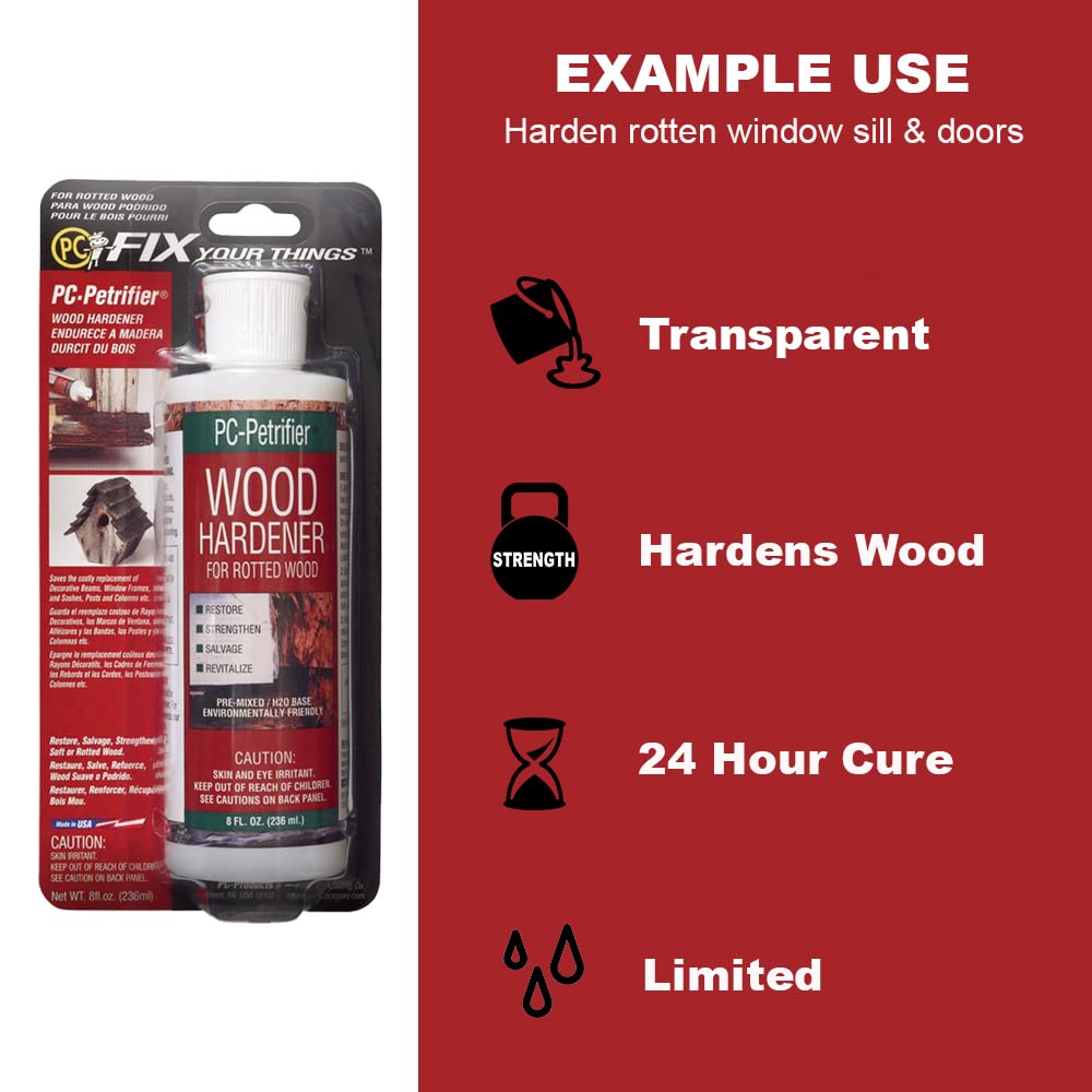 Kit in use for wood repair on sills, frames, beams
