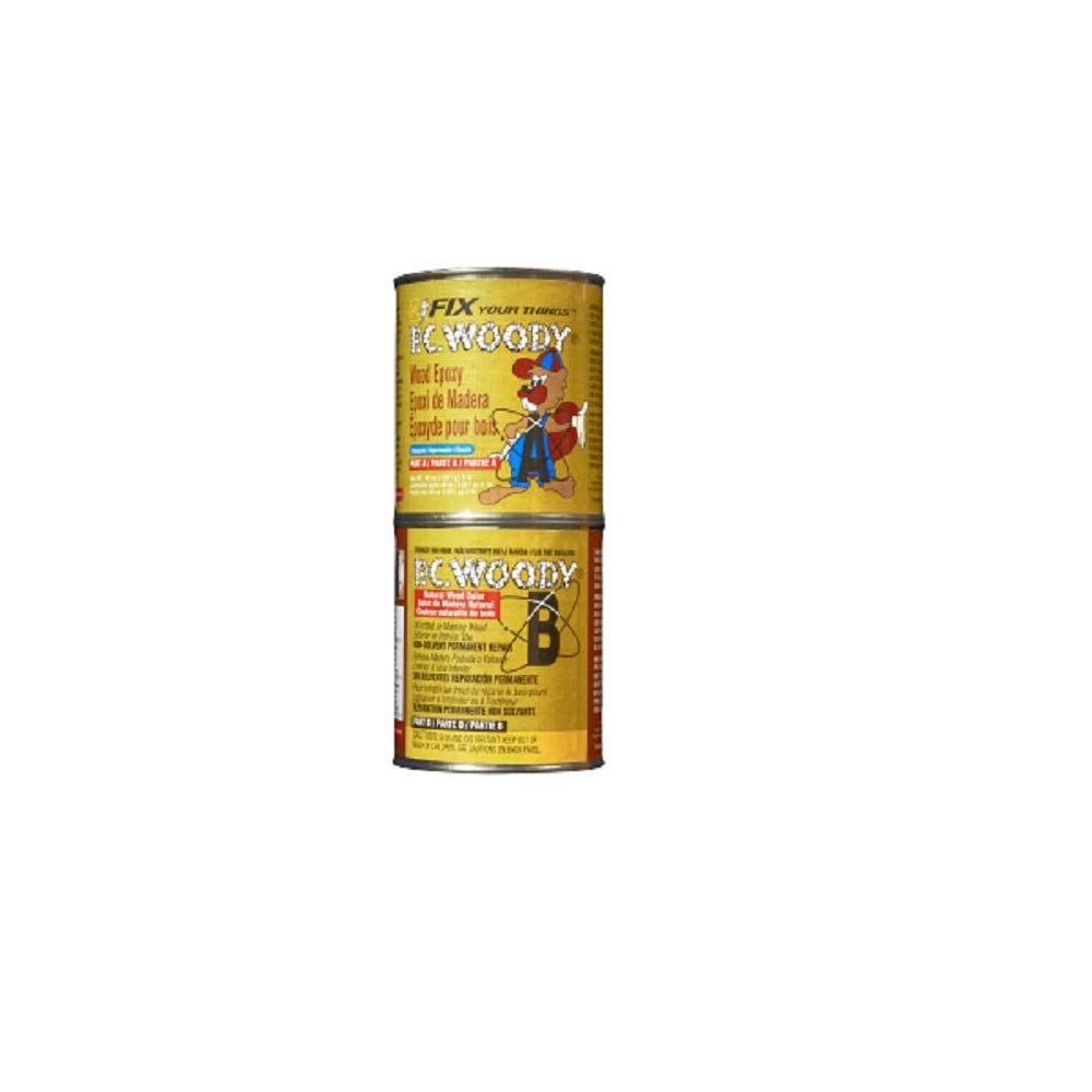 PC-Woody epoxy paste bottle pour demonstrates controlled mixing for durable wood repair.