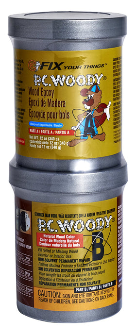 PC-Woody tan packaging for two-part epoxy wood repair