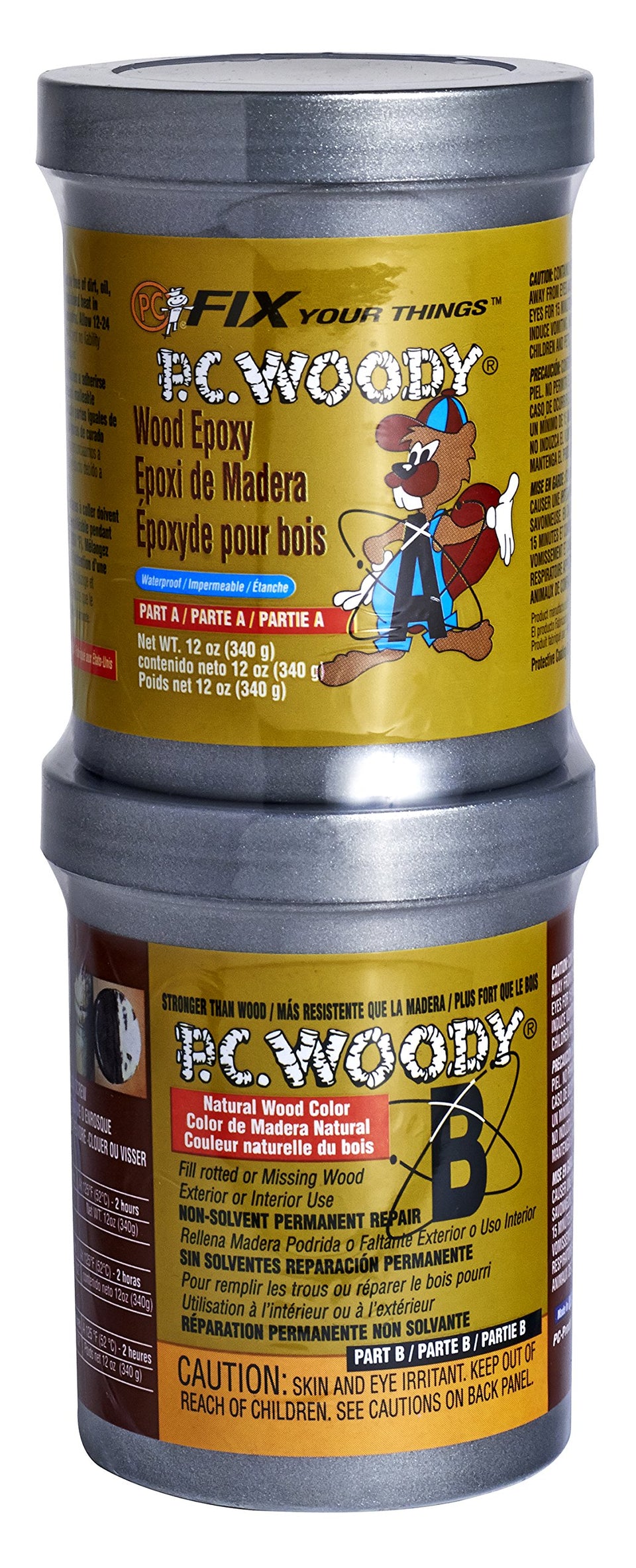 PC-Woody tan packaging for two-part epoxy wood repair