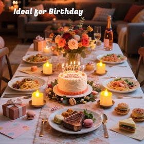 PChero warm glow enhances Christmas tables indoors or outdoors.