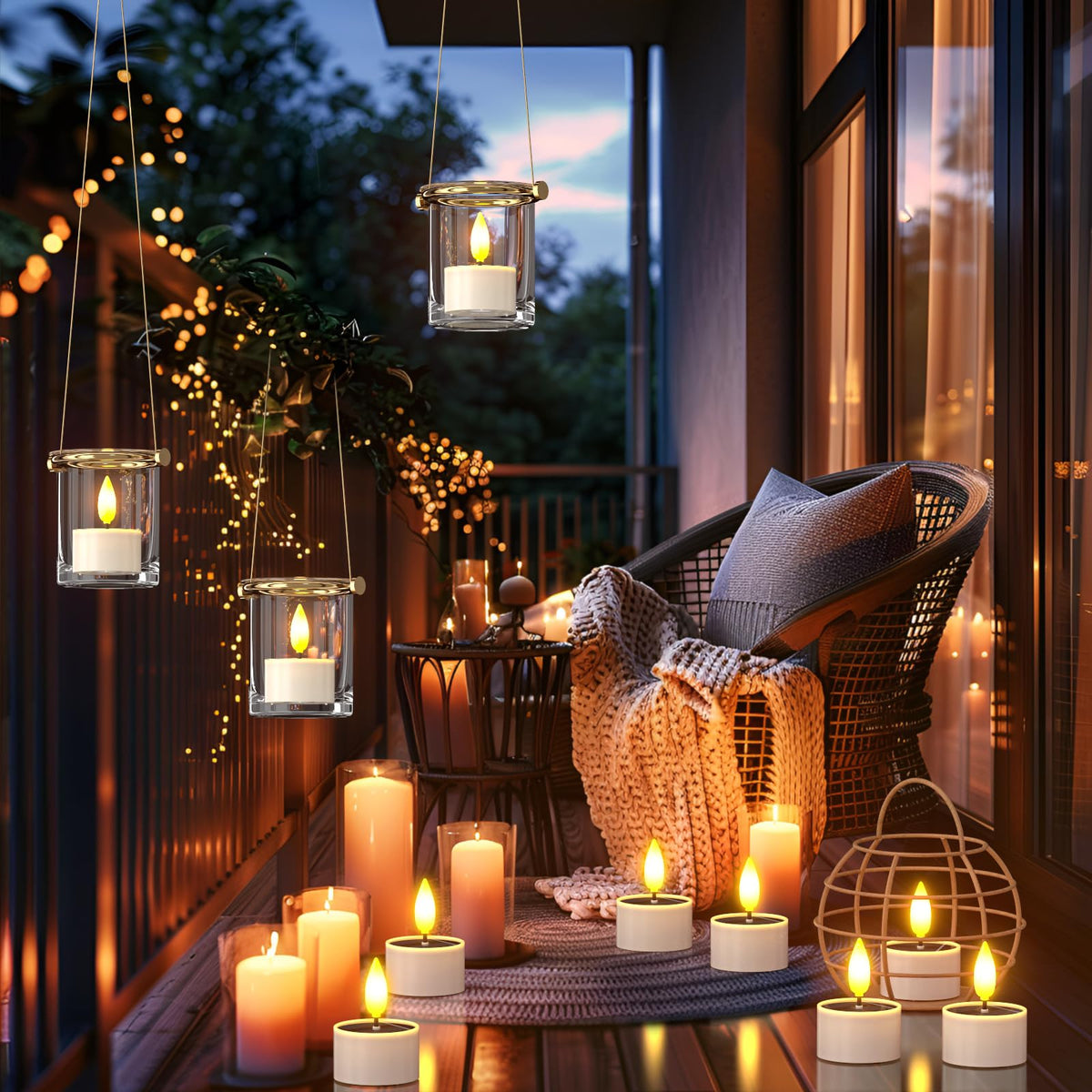PChero patio table decor with warm, maintenance-free ambiance