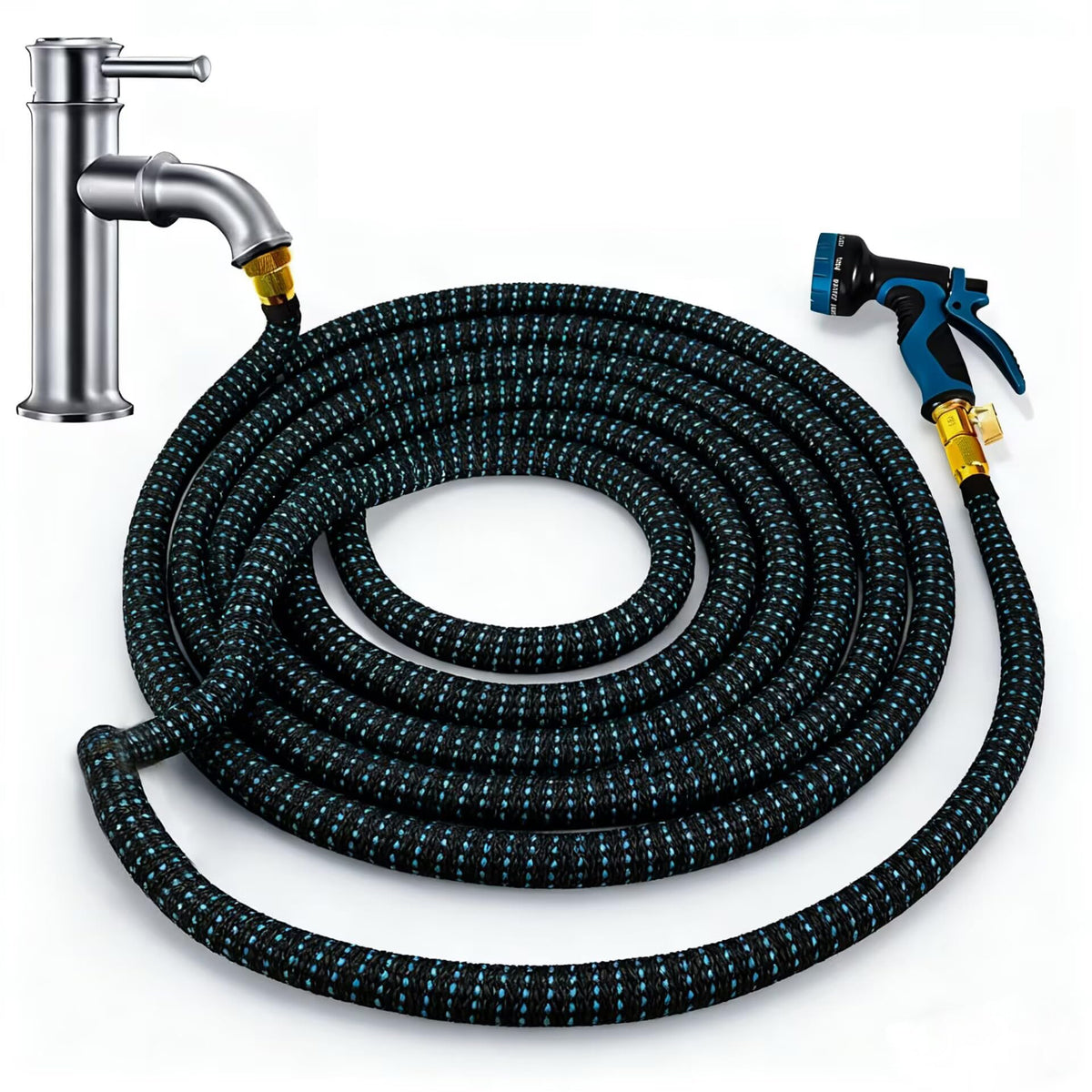 PCLOOV indoor sink hose attachment with brass fittings for durable, rust-resistant use.