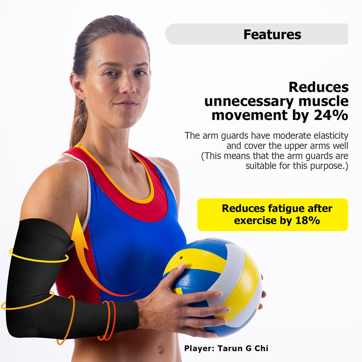 Peabownn arm sleeve with breathable material keeps skin cool during practice.