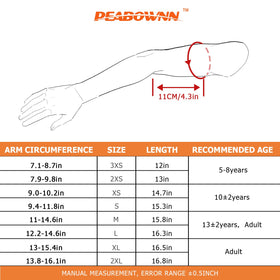 Peabownn arm sleeve features inner silicone stripes to stay in place during play.