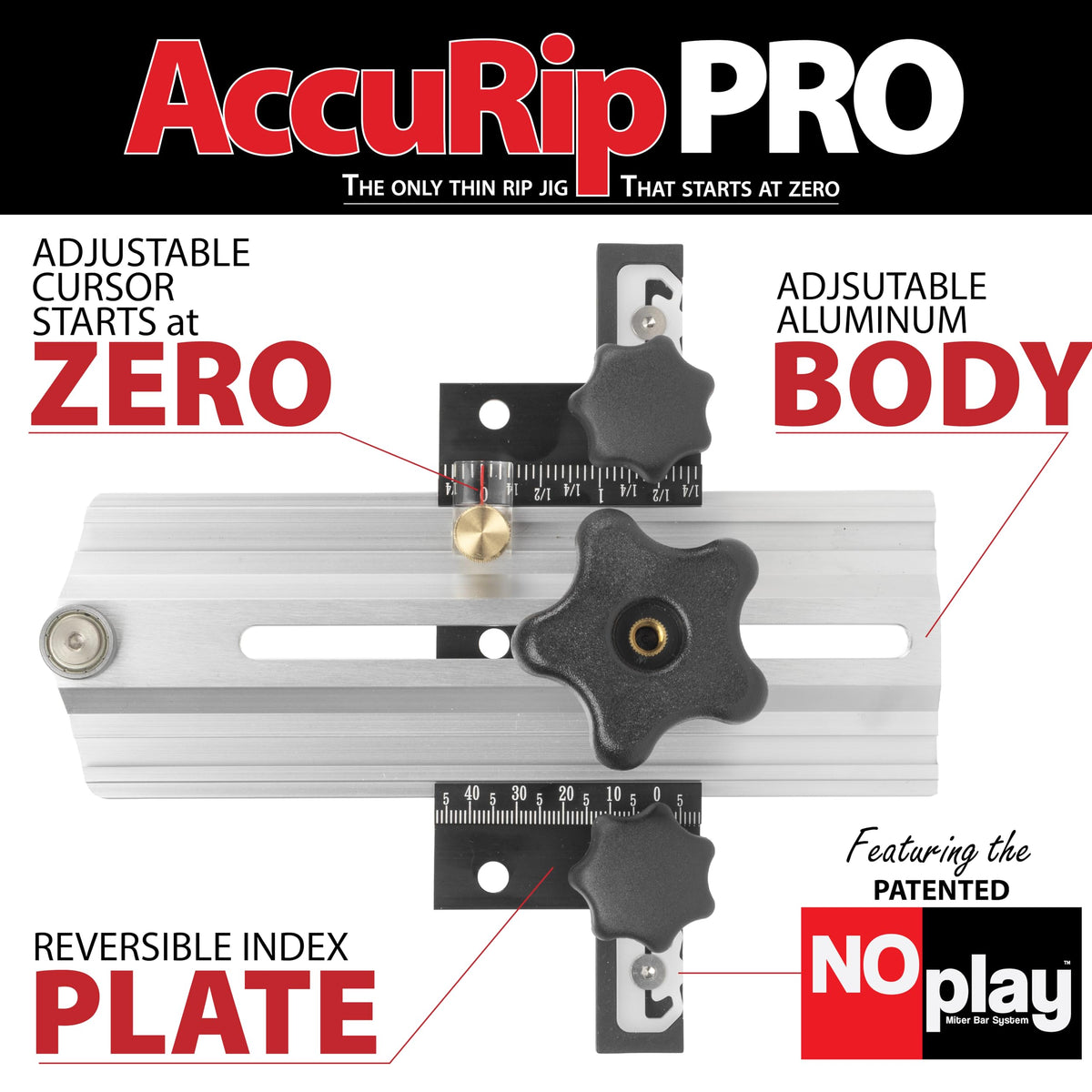 Peachtree AccuRip Pro NoPlay miter bar eliminates play for steadier cuts