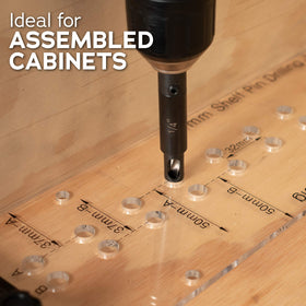 Peachtree Deluxe shelf pin holes close-up highlighting clean, center-accurate drilling