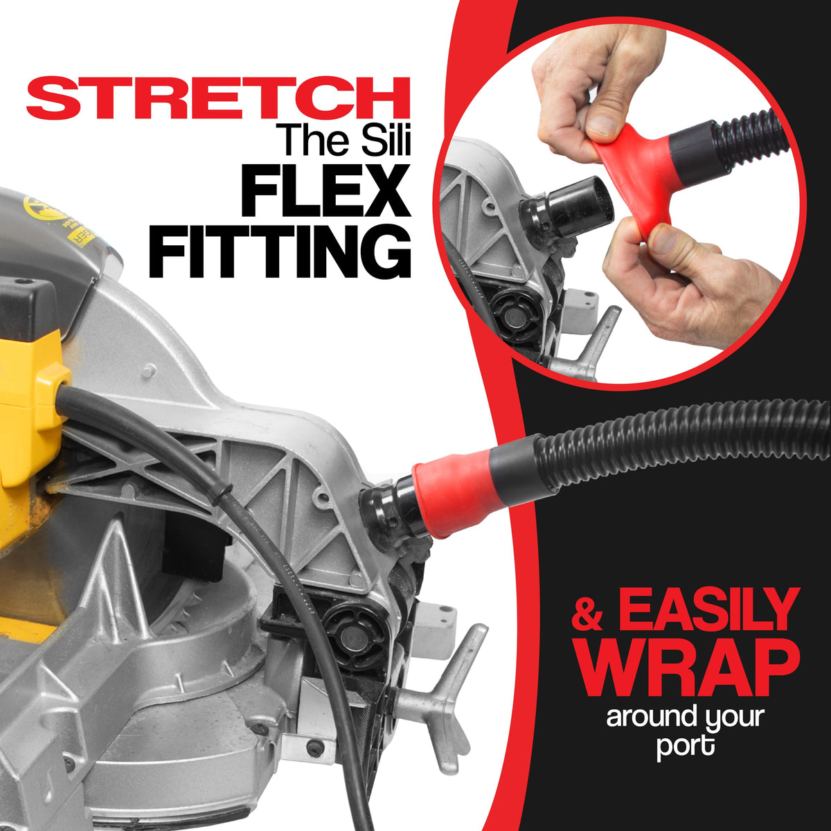Peachtree dust collection adapter kit shown for compatibility with multiple tools.