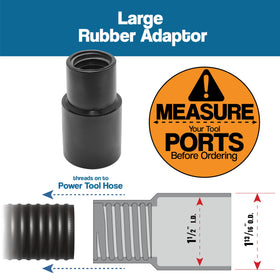 Peachtree dust-collection setup shows secure attachment and reliable suction