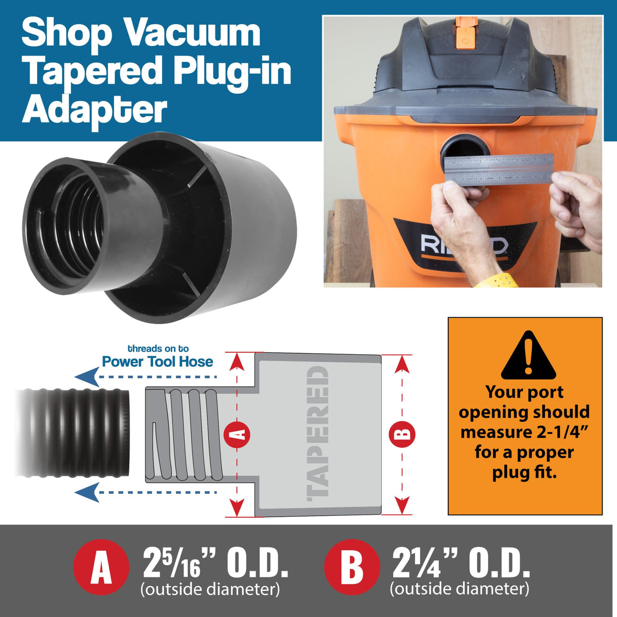 Peachtree dust hose five fittings close-up highlighting secure threaded adapters