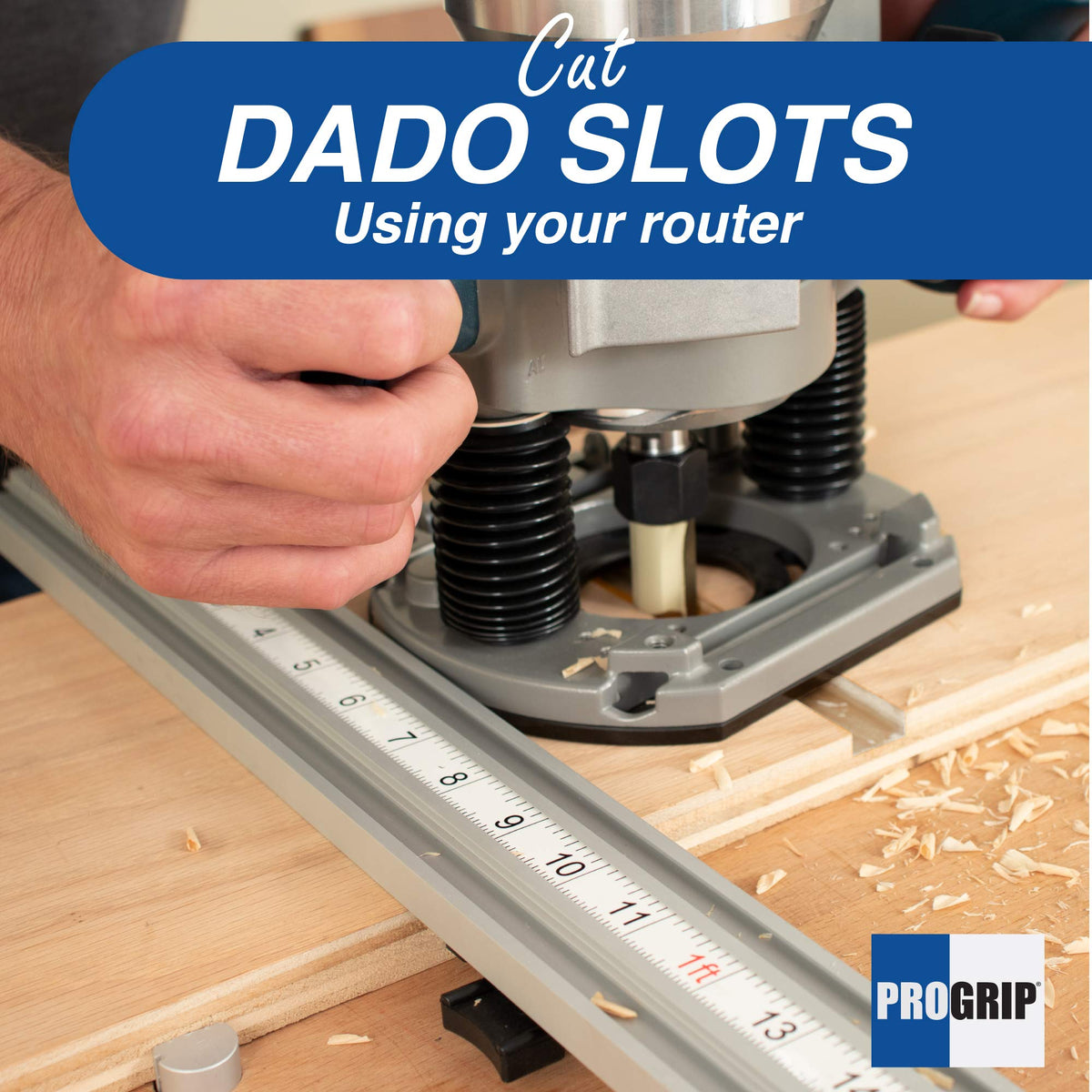 Peachtree ProGrip low-profile rail for guiding power tools along edges.