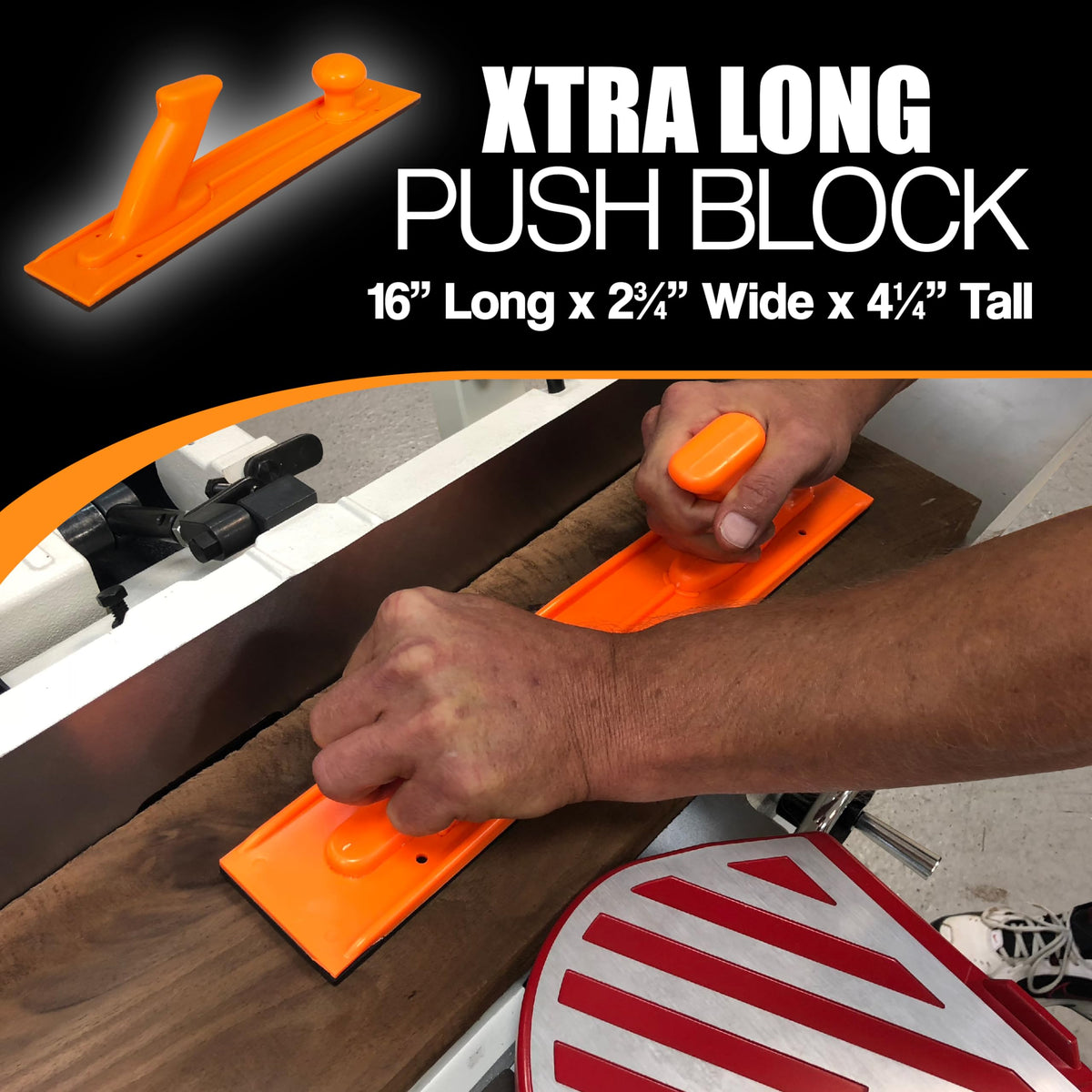 Peachtree small push block with offset handle enhances grip for narrow cuts.