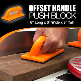 Peachtree standard width push stick aids table saw feeding and kickback prevention.