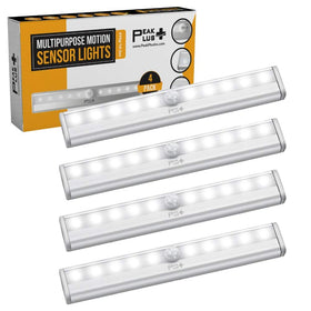 PeakPlus LED motion sensor light 4-pack front view showcases easy mounting and uniform brightness.