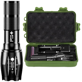 PeakPlus LFX1000 full kit with rechargeable battery and charger for camping readiness.