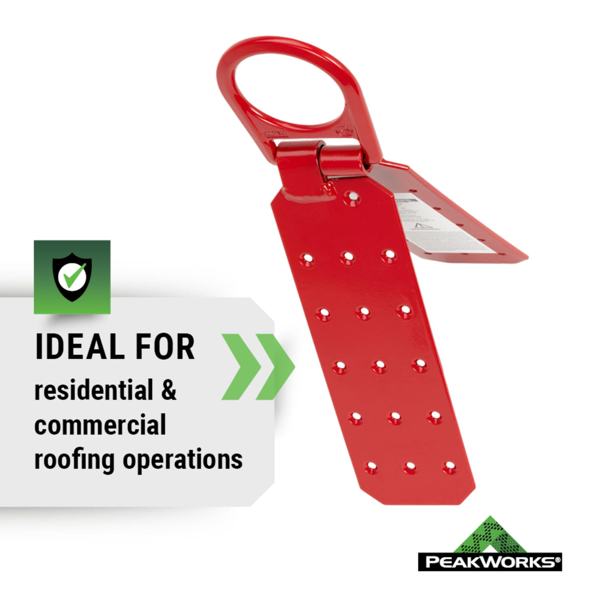 PeakWorks on-roof placement at the roof peak for anchor reach