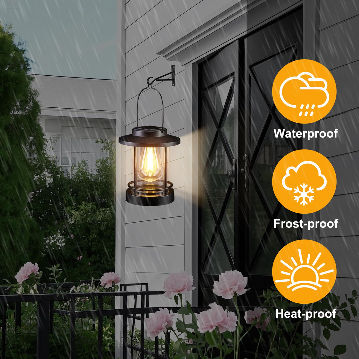 IP44 weatherproof Pearlstar lantern withstands rain and snow.