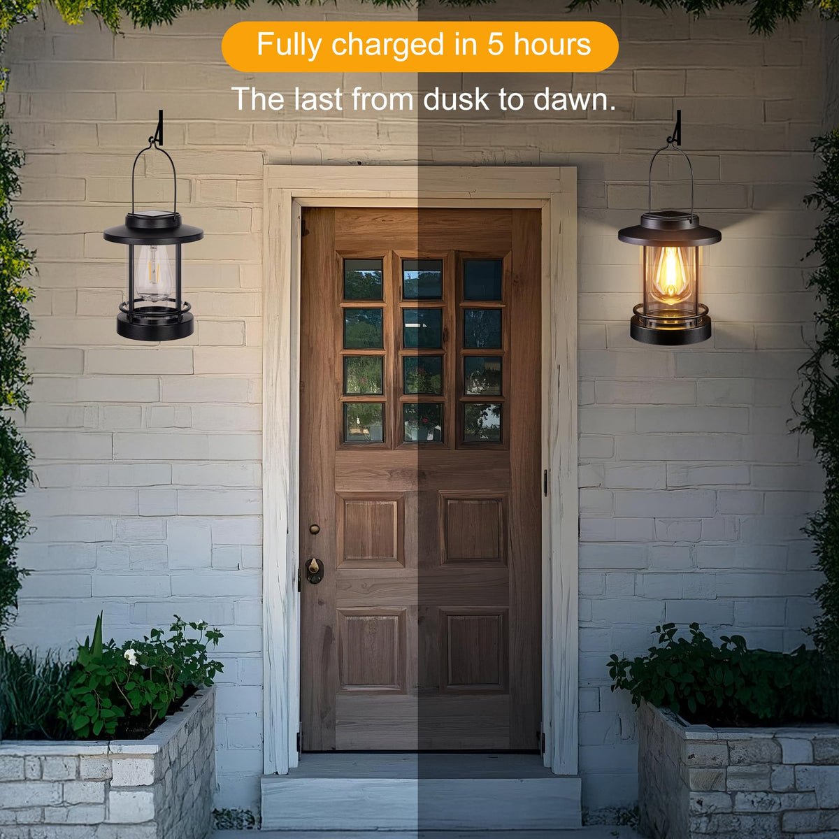 Pearlstar outdoor lanterns with hooks enable easy hanging.