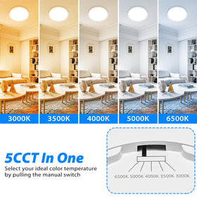 Peasur 12-Inch LED ceiling light side view highlighting slim profile for low ceilings.