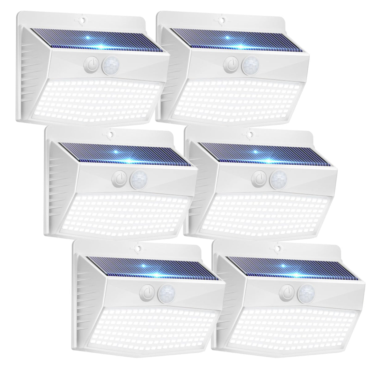 Peasur 138-LED outdoor solar light, front view, delivers broad pathway illumination.