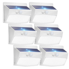 Peasur 138-LED outdoor solar light, front view, delivers broad pathway illumination.