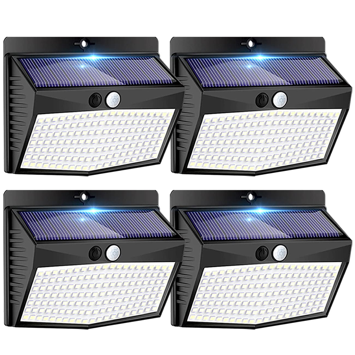 Peasur 138LED solar outdoor lights in pack front view brightening entryway
